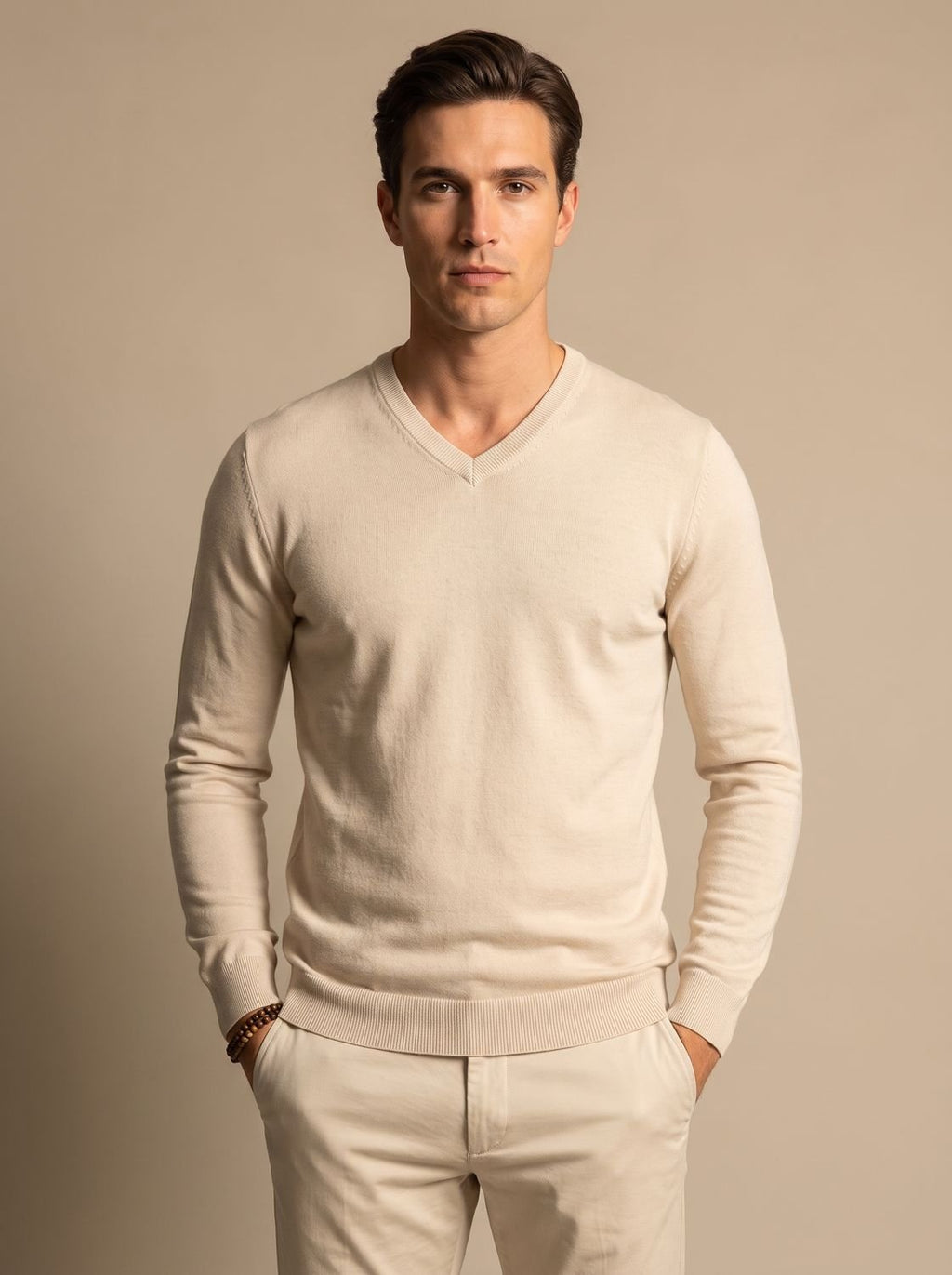 Matthew | Men's Slim-Fit V-Neck Fine-Knit Stretch Pullover Sweater