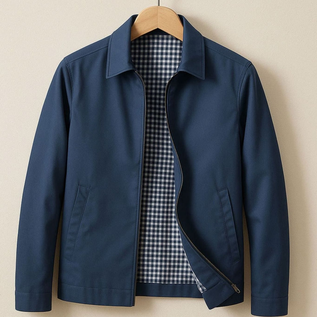 Lucas | Men's Smart-Casual Harrington Jacket Gingham-Lined Full-Zip