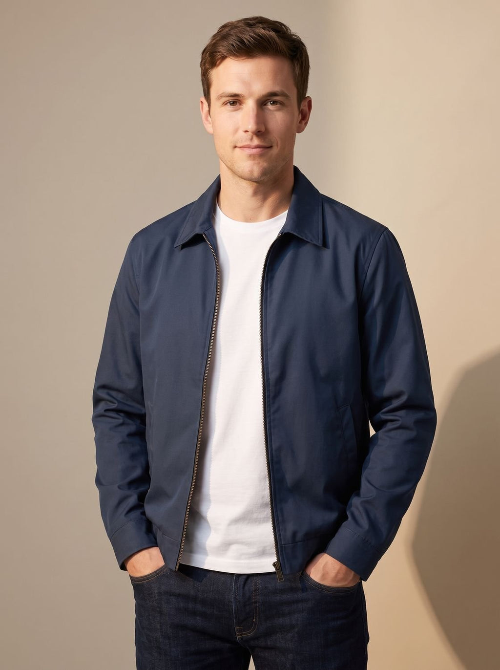 Lucas | Men's Smart-Casual Harrington Jacket Gingham-Lined Full-Zip