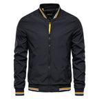 Ethan | Men's Solid Zip-Up Bomber Jacket Ribbed Collar Cuffs