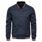 Ethan | Men's Solid Zip-Up Bomber Jacket Ribbed Collar Cuffs