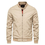 Ethan | Men's Solid Zip-Up Bomber Jacket Ribbed Collar Cuffs