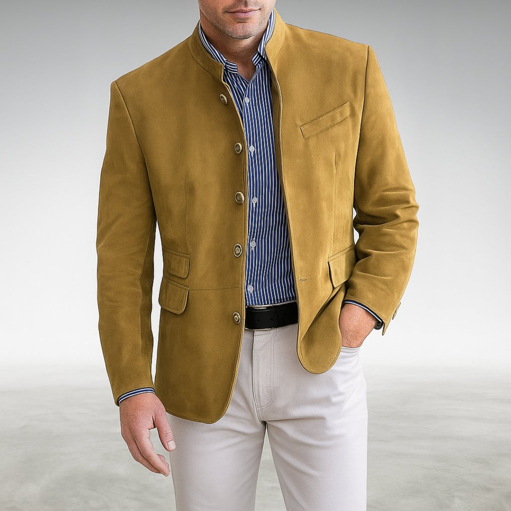 Owen | Men's Structured Mandarin-Collar Button-Front Blazer Jacket