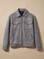 Ethan | Men's Suede Full-Zip Trucker Jacket Shirt Collar