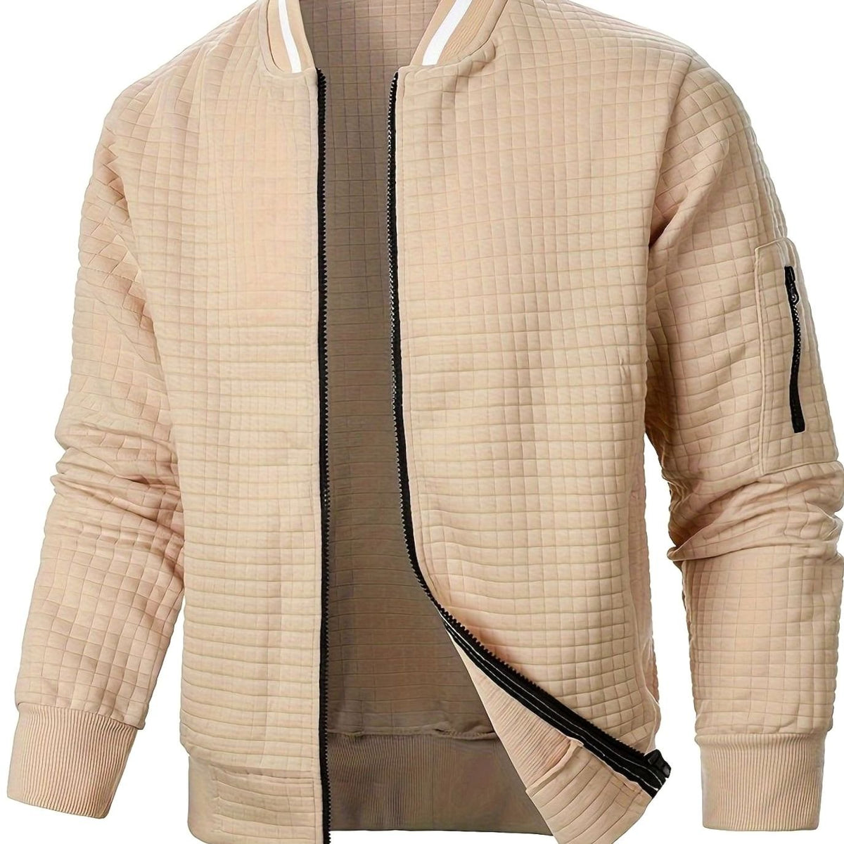 Nathan | Men's Textured Grid Full-Zip Bomber Jacket