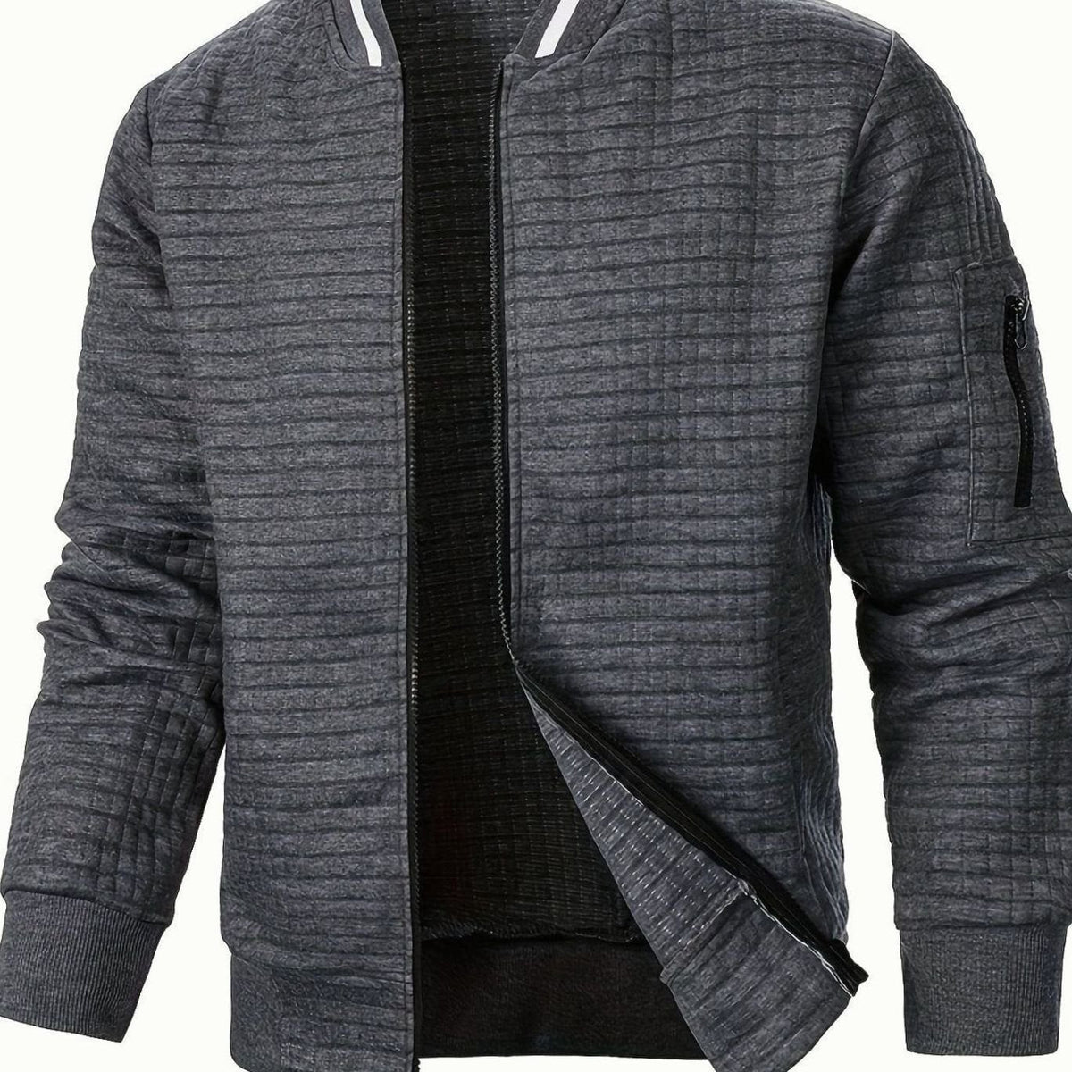 Nathan | Men's Textured Grid Full-Zip Bomber Jacket