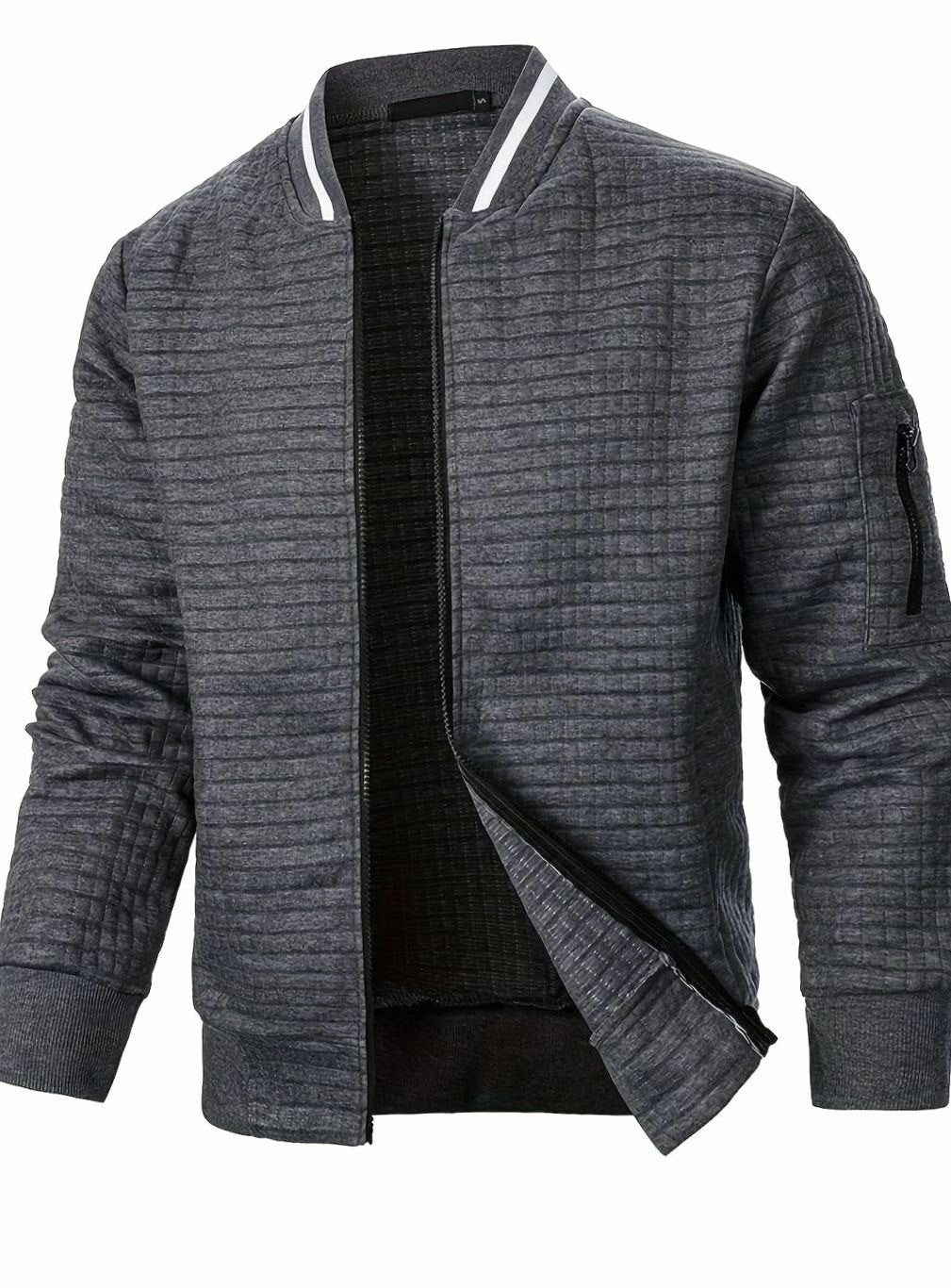Nathan | Men's Textured Grid Full-Zip Bomber Jacket