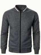 Nathan | Men's Textured Grid Full-Zip Bomber Jacket