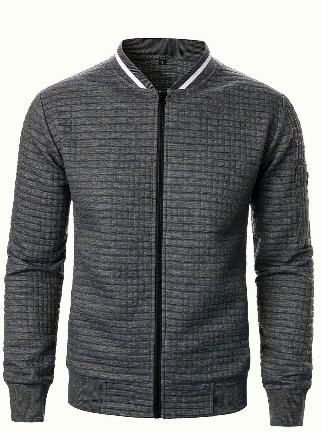 Nathan | Men's Textured Grid Full-Zip Bomber Jacket