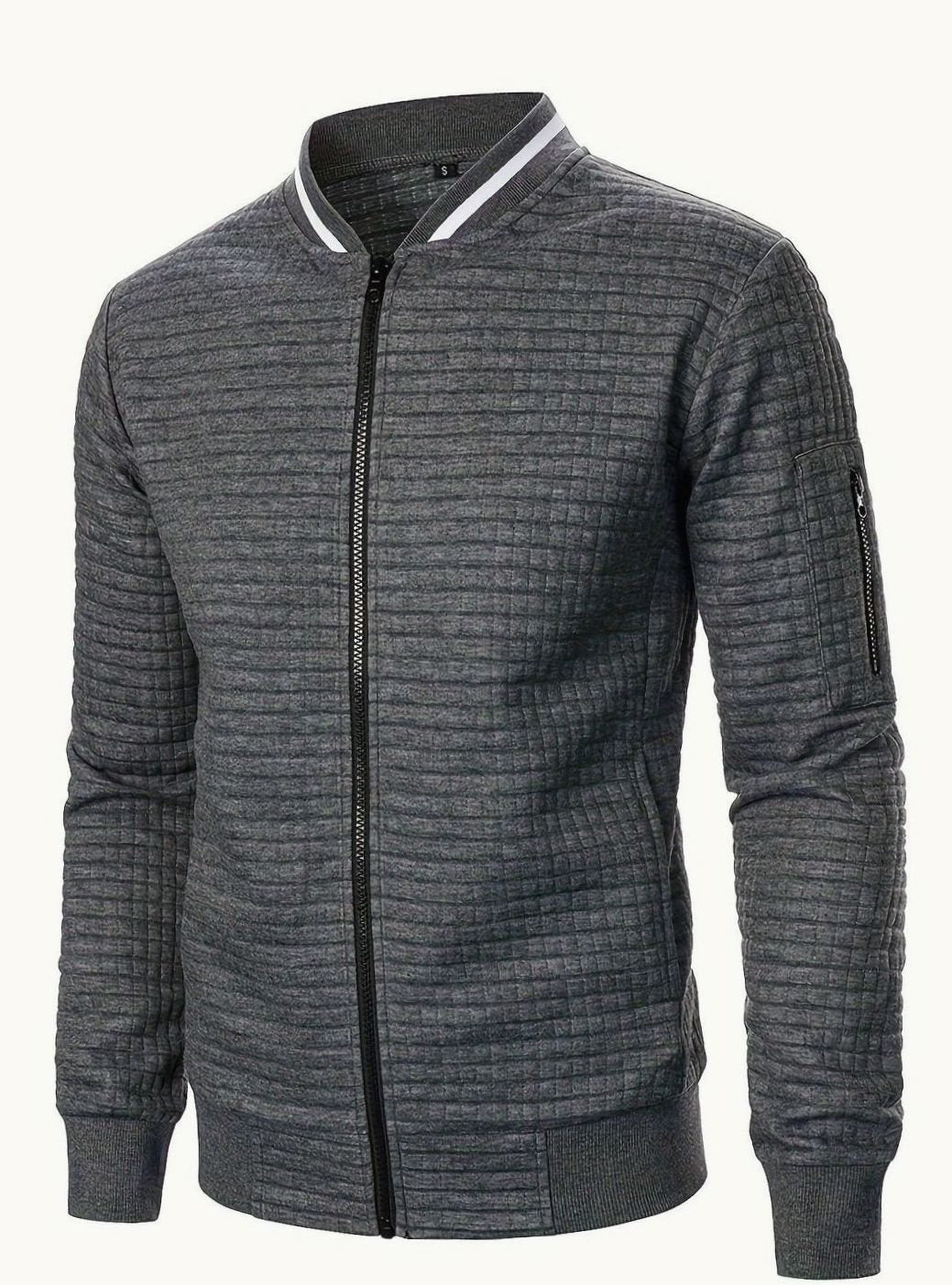 Nathan | Men's Textured Grid Full-Zip Bomber Jacket