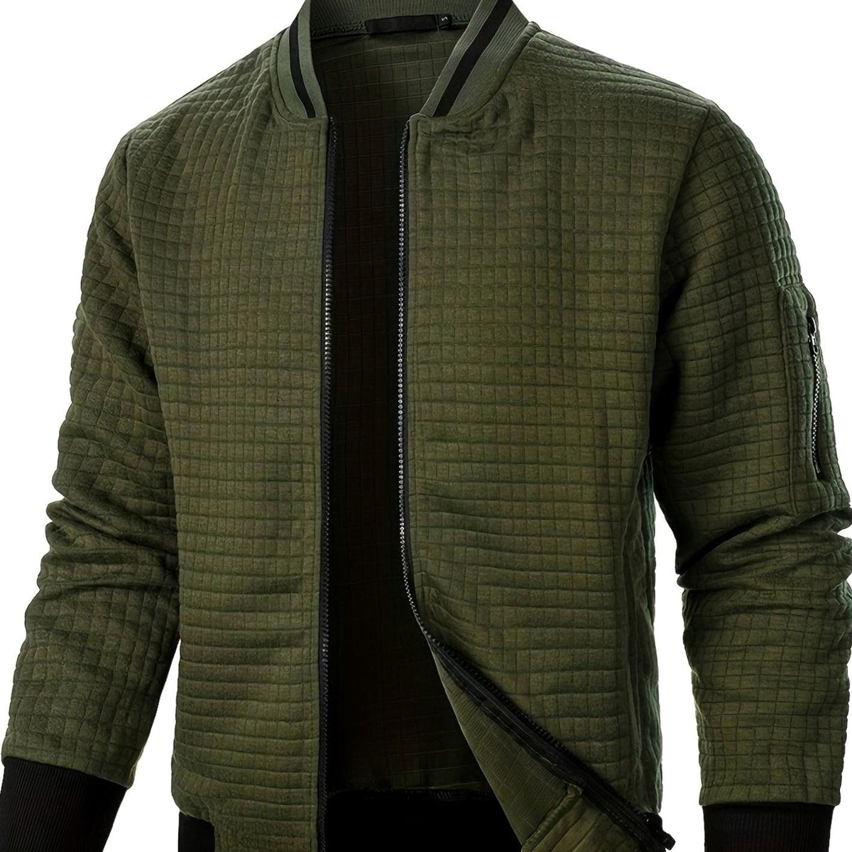 Nathan | Men's Textured Grid Full-Zip Bomber Jacket
