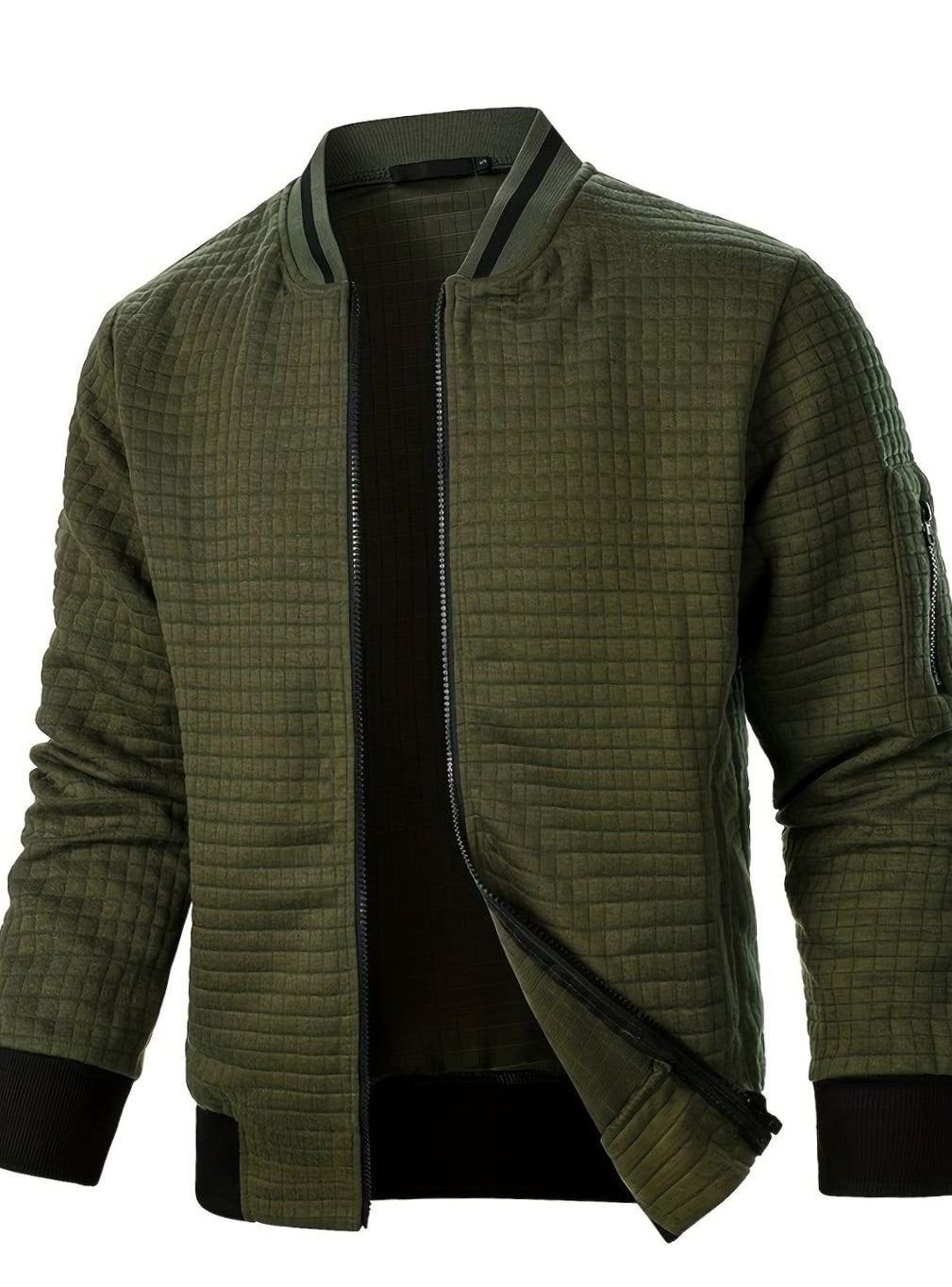 Nathan | Men's Textured Grid Full-Zip Bomber Jacket