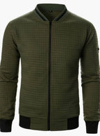 Nathan | Men's Textured Grid Full-Zip Bomber Jacket