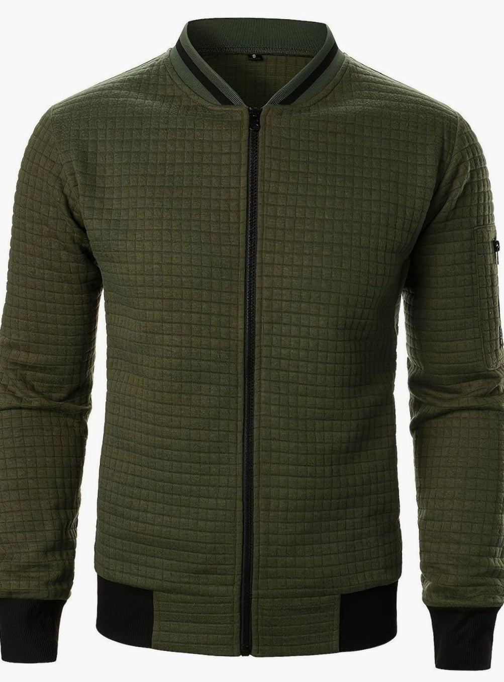 Nathan | Men's Textured Grid Full-Zip Bomber Jacket
