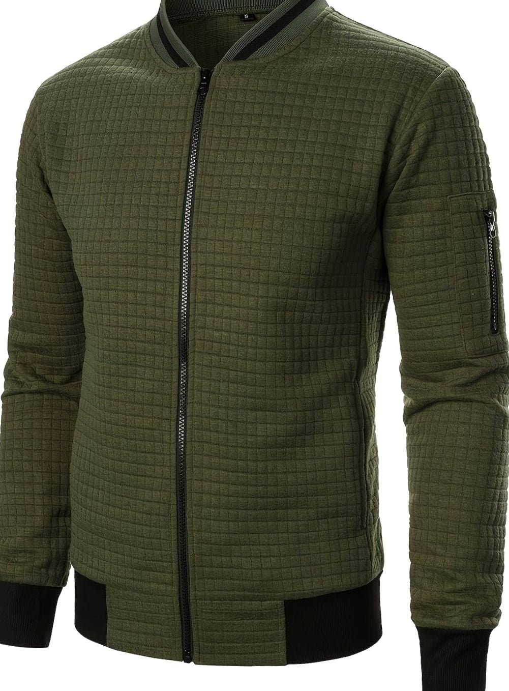 Nathan | Men's Textured Grid Full-Zip Bomber Jacket