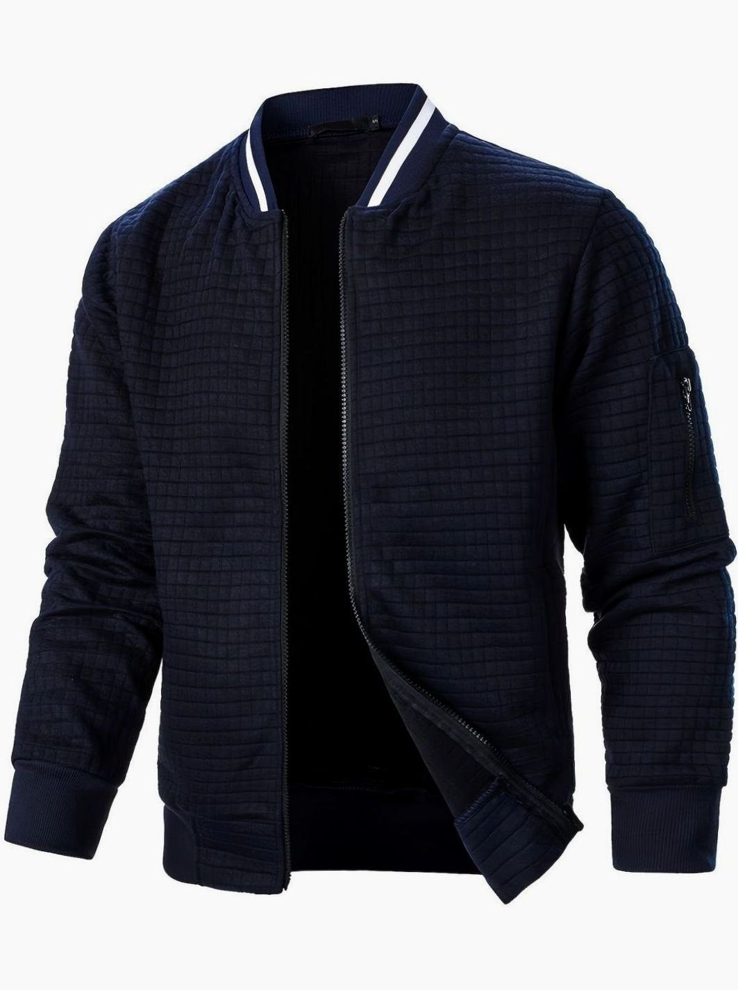 Nathan | Men's Textured Grid Full-Zip Bomber Jacket