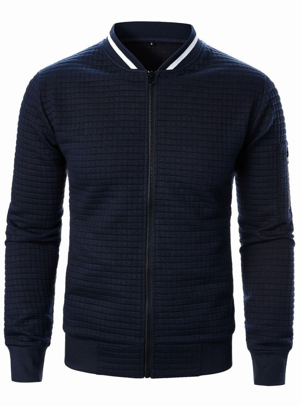 Nathan | Men's Textured Grid Full-Zip Bomber Jacket