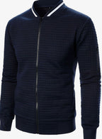 Nathan | Men's Textured Grid Full-Zip Bomber Jacket
