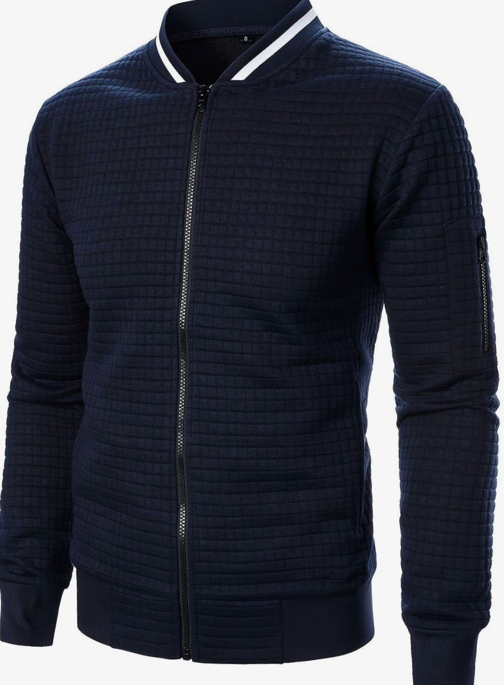 Nathan | Men's Textured Grid Full-Zip Bomber Jacket