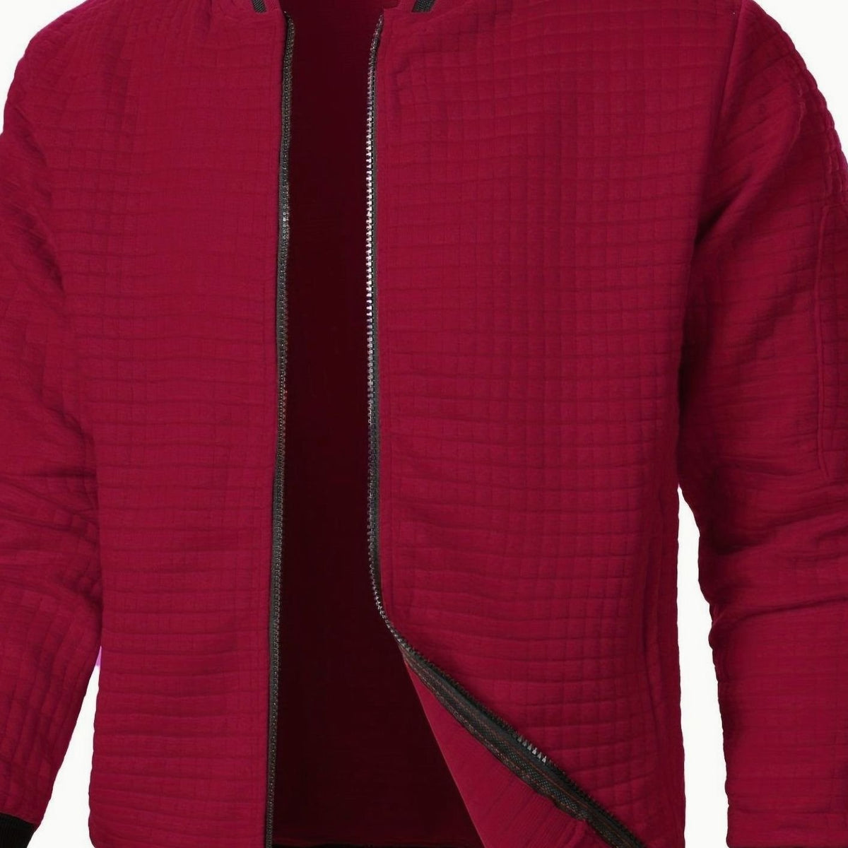 Nathan | Men's Textured Grid Full-Zip Bomber Jacket