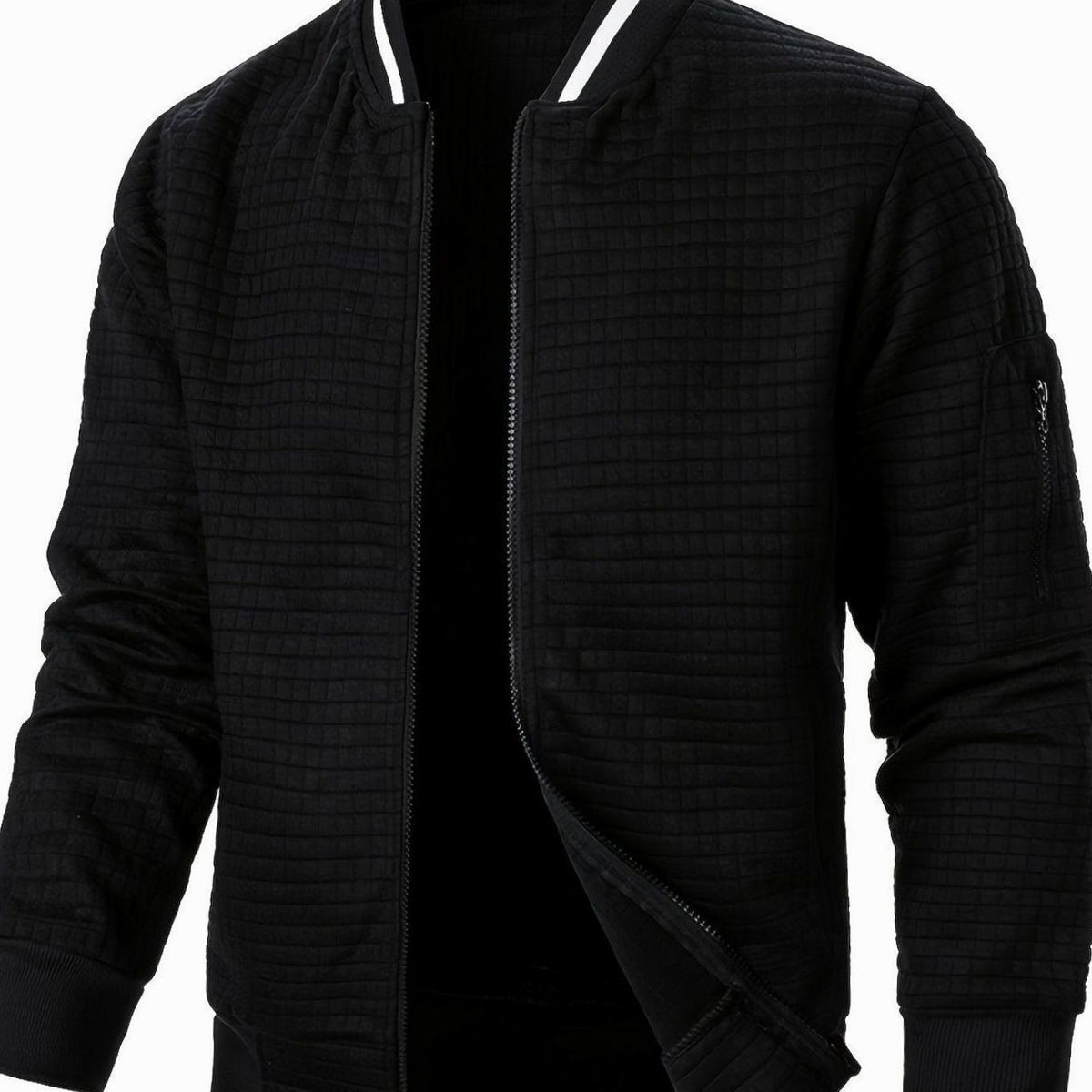 Nathan | Men's Textured Grid Full-Zip Bomber Jacket
