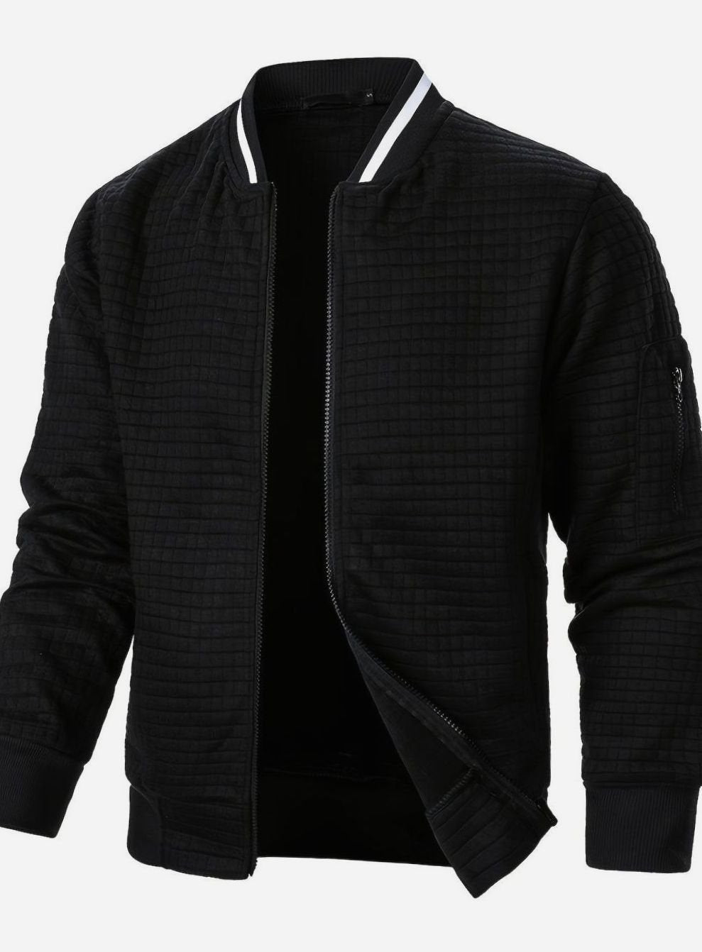 Nathan | Men's Textured Grid Full-Zip Bomber Jacket