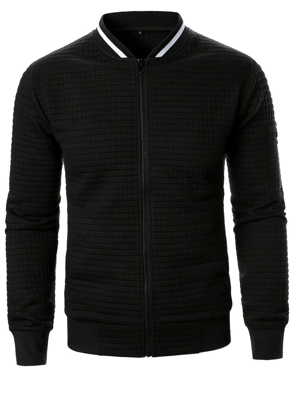 Nathan | Men's Textured Grid Full-Zip Bomber Jacket