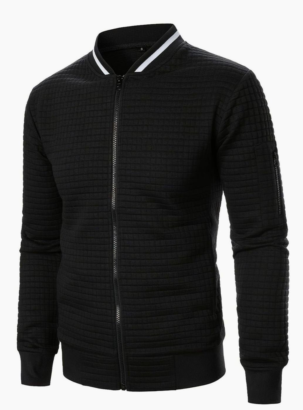 Nathan | Men's Textured Grid Full-Zip Bomber Jacket