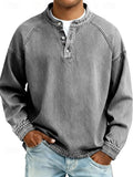 Nathan | Men's Vintage Washed Henley Raglan Pullover Sweatshirt