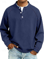 Nathan | Men's Vintage Washed Henley Raglan Pullover Sweatshirt