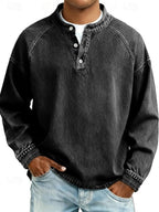 Nathan | Men's Vintage Washed Henley Raglan Pullover Sweatshirt