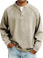 Nathan | Men's Vintage Washed Henley Raglan Pullover Sweatshirt