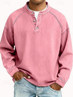 Nathan | Men's Vintage Washed Henley Raglan Pullover Sweatshirt
