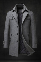 William | Men's Wool Coat Double-Collar Quilted-Lined Overcoat