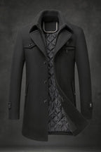 William | Men's Wool Coat Double-Collar Quilted-Lined Overcoat
