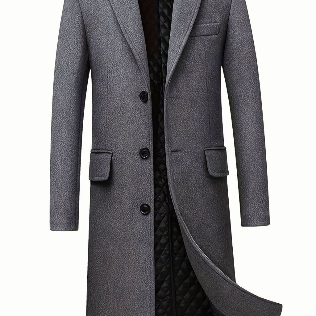 Ryan | Men's Wool Long Overcoat Tailored Button-Front Trench Coat