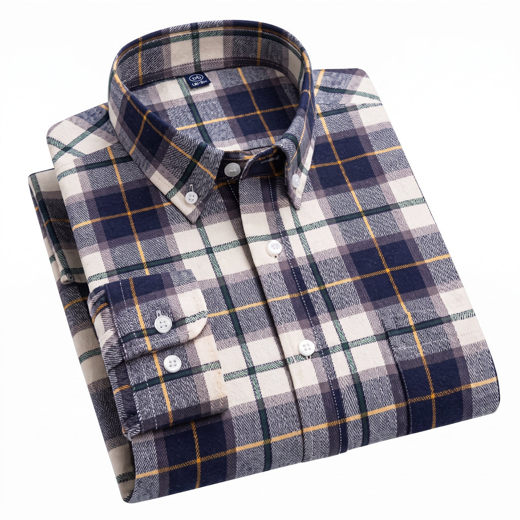 Matthew | Men's Plaid Long-Sleeve Button-Down Shirt