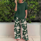 Madison | Women's Plus Size Two-Piece Set with Floral Wide-Leg Pants and Relaxed Top