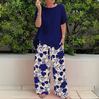 Madison | Women's Plus Size Two-Piece Set with Floral Wide-Leg Pants and Relaxed Top