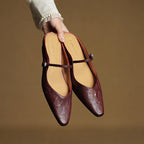 Layla | Women's Pointed Toe Leather Mary Jane Mules with Buckle Strap