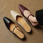 Layla | Women's Pointed Toe Leather Mary Jane Mules with Buckle Strap