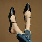 Layla | Women's Pointed Toe Leather Mary Jane Mules with Buckle Strap