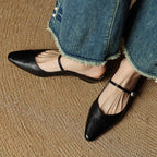 Layla | Women's Pointed Toe Leather Mary Jane Mules with Buckle Strap