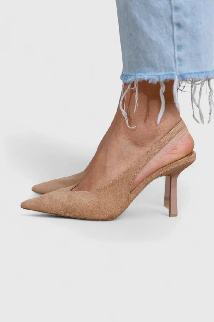 Ysabelinne | Women's Elegant Slingback Heels with Fine Stable Heel in Nude