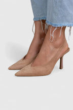 Ysabelinne | Women's Elegant Slingback Heels with Fine Stable Heel in Nude