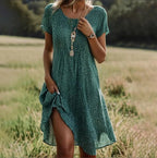 Chloe | Women's Boho Printed Short Sleeve Midi Dress