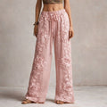 Camila | Women's Wide-Leg Floral Embroidered Pants with Drawstring Waist