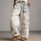 Camila | Women's Wide-Leg Floral Embroidered Pants with Drawstring Waist