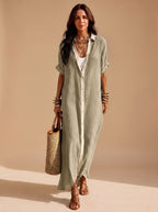 Luna | Women's Boho Button-Down Relaxed Maxi Shirt Dress