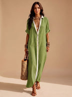 Luna | Women's Boho Button-Down Relaxed Maxi Shirt Dress